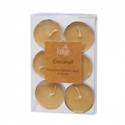 Soy wax tealights, 6 pack (tlco - Coconut)